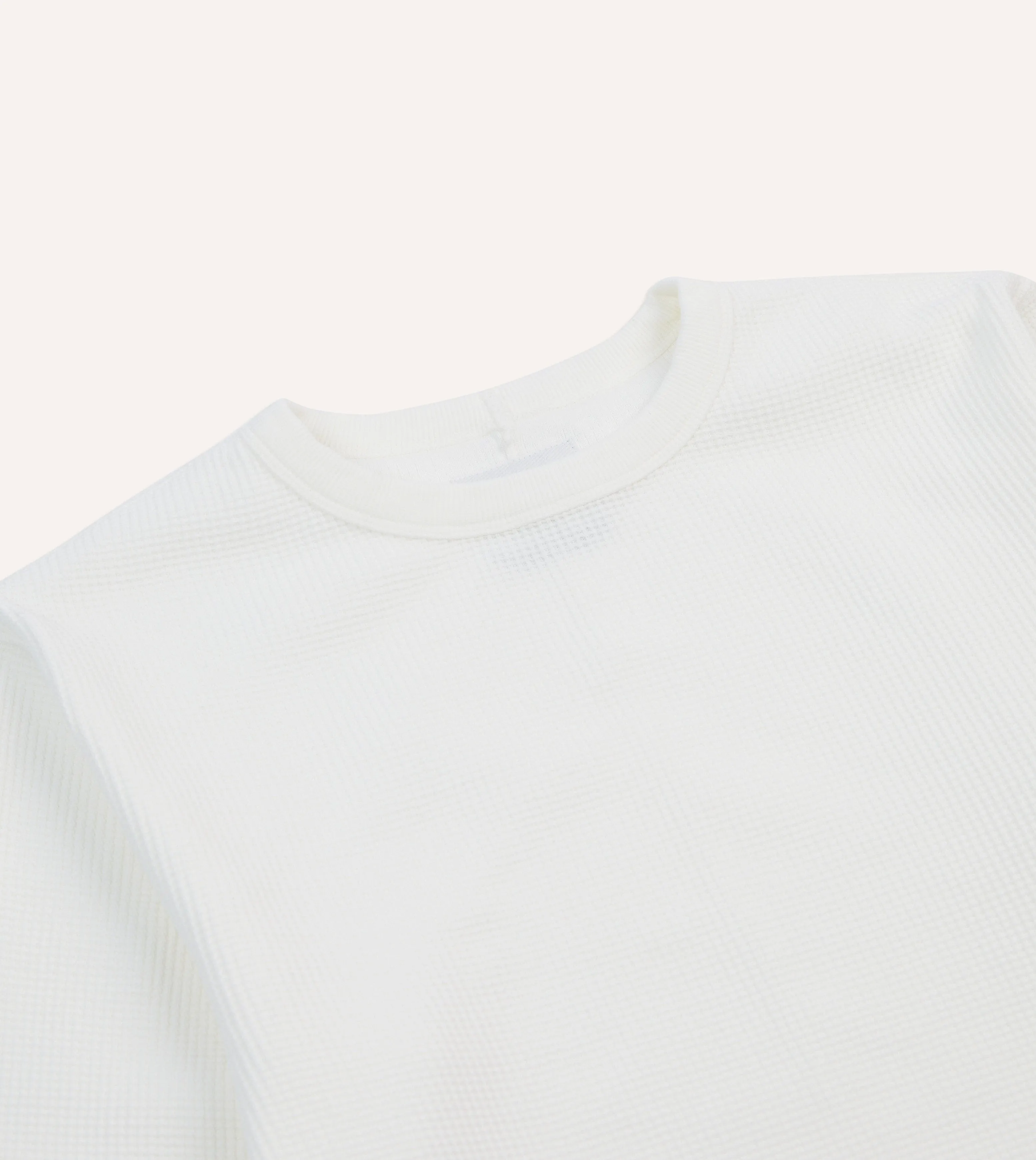 White Waffle Knit Long-Sleeve Hiking T-Shirt Reinforced Shoulder Seams