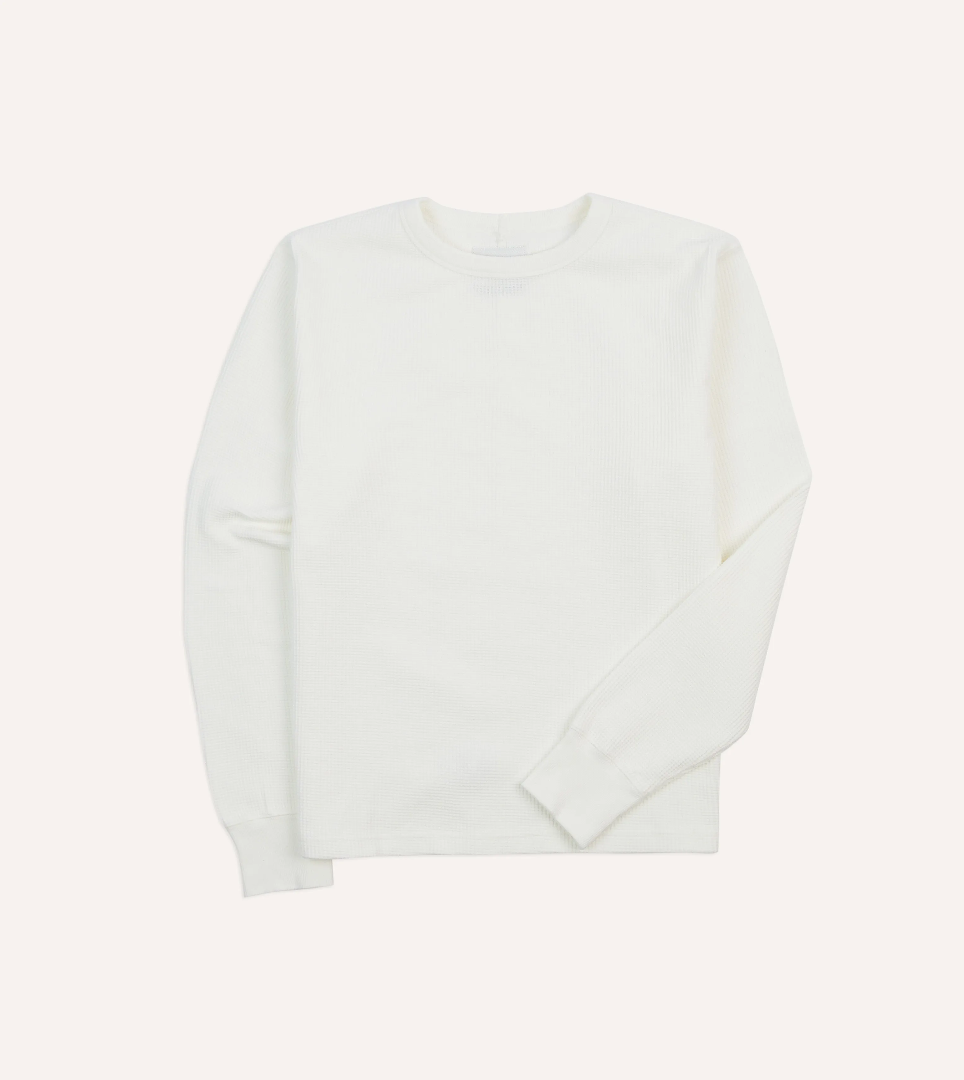 White Waffle Knit Long-Sleeve Hiking T-Shirt Soft and Cozy