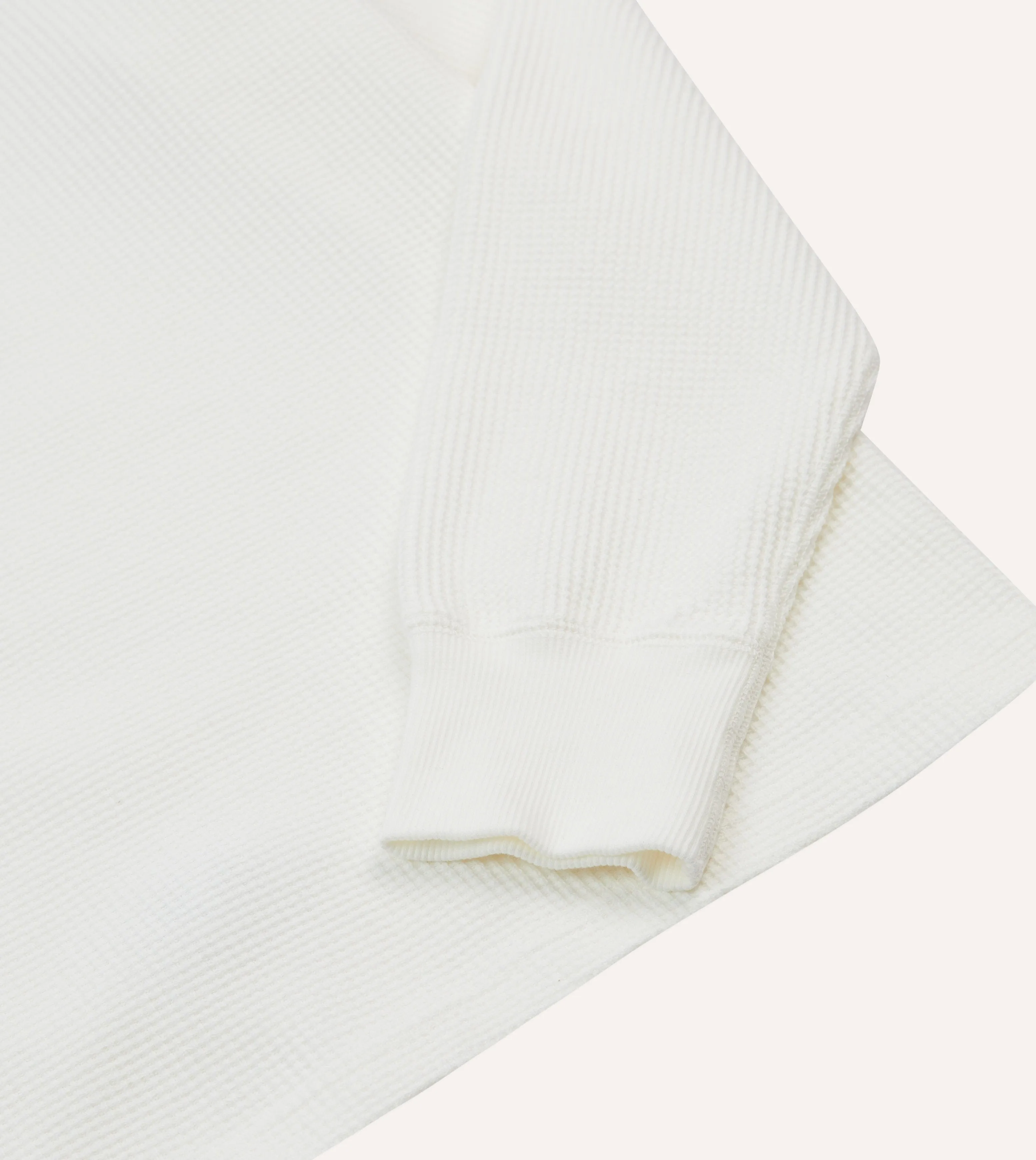 White Waffle Knit Long-Sleeve Hiking T-Shirt All-Purpose Wear