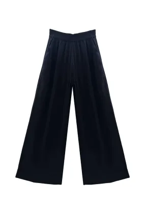 Wide Leg Trouser - Black Organza High-rise waist Outdoor Use