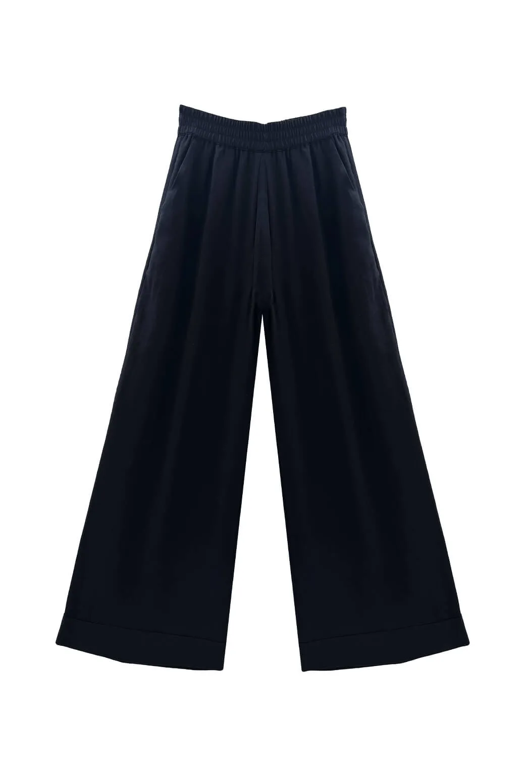 Wide Leg Trouser - Black Organza High-rise waist Outdoor Use