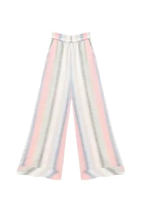 Multi Pocket System RecycledPolyester Wide Leg Trouser - Lake Stripe