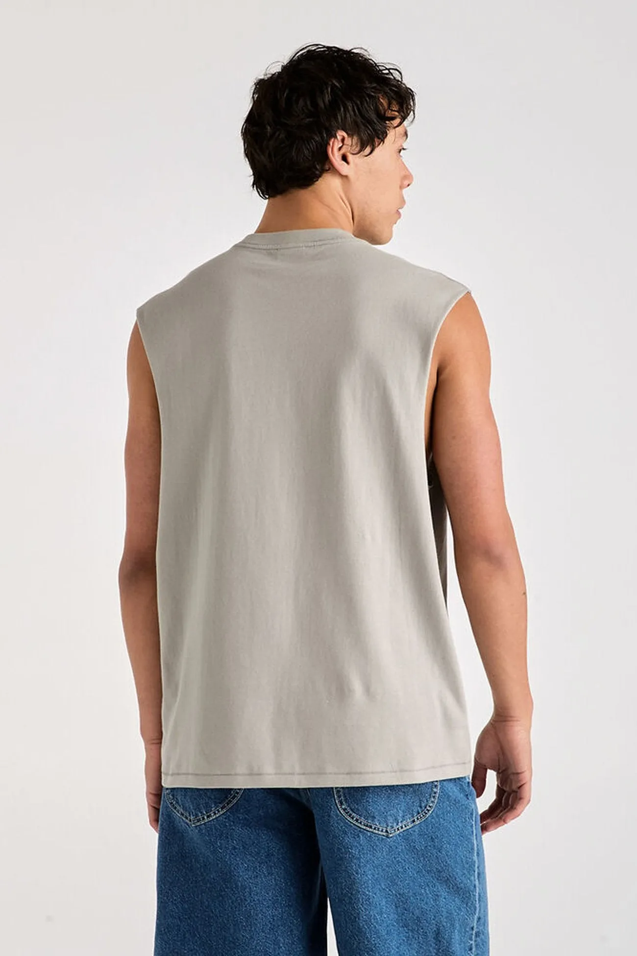Moisture Management Fabric Low Impact Manufacturing Denim Co Muscle Tee Stone Steel