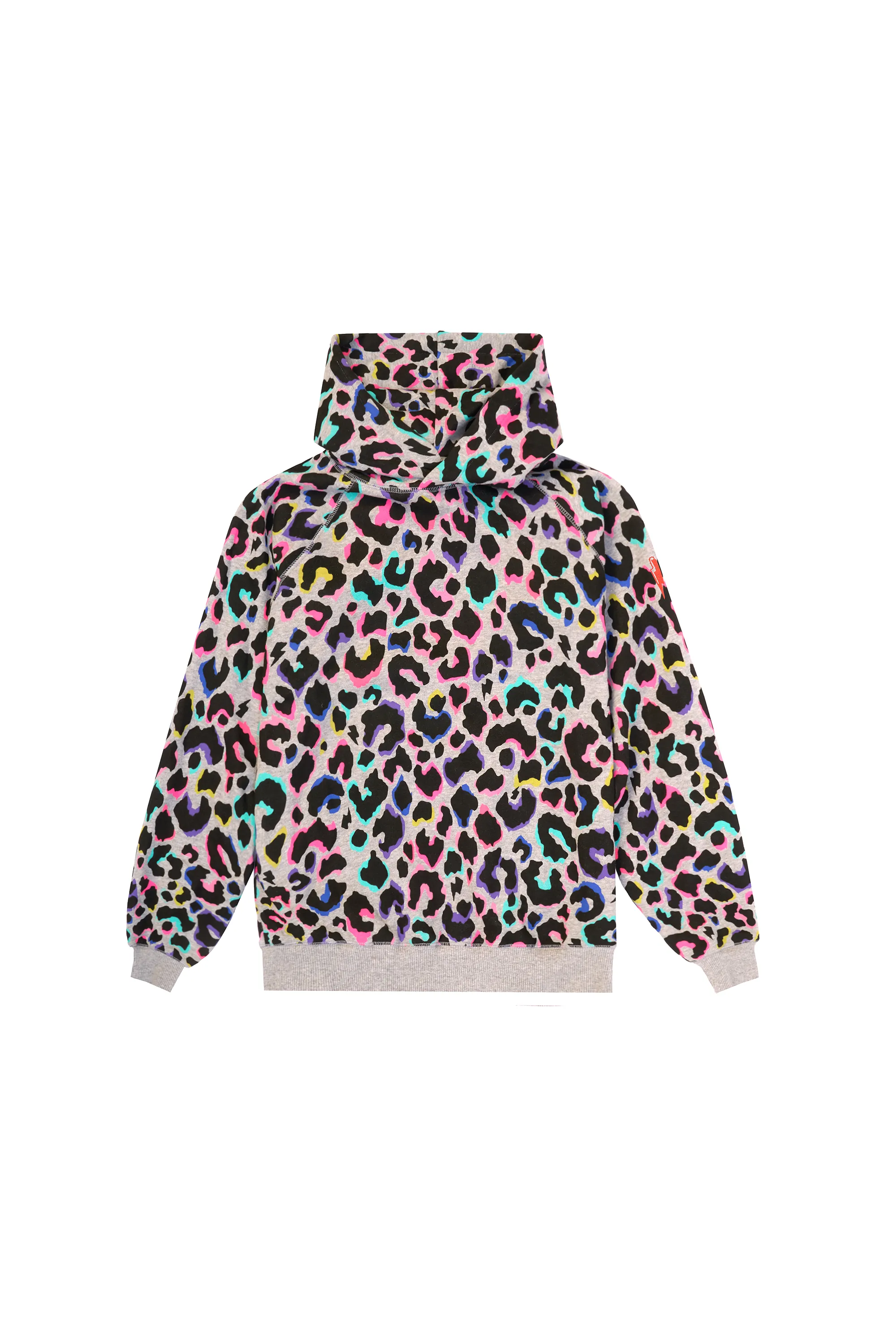 Bold Print Neutral palette Light Grey with Rainbow Shadow Leopard Hoodie