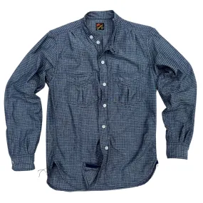 ??HOMESTEADER?? Shirt - Indigo Jacquard Hooded Option Coffee Run