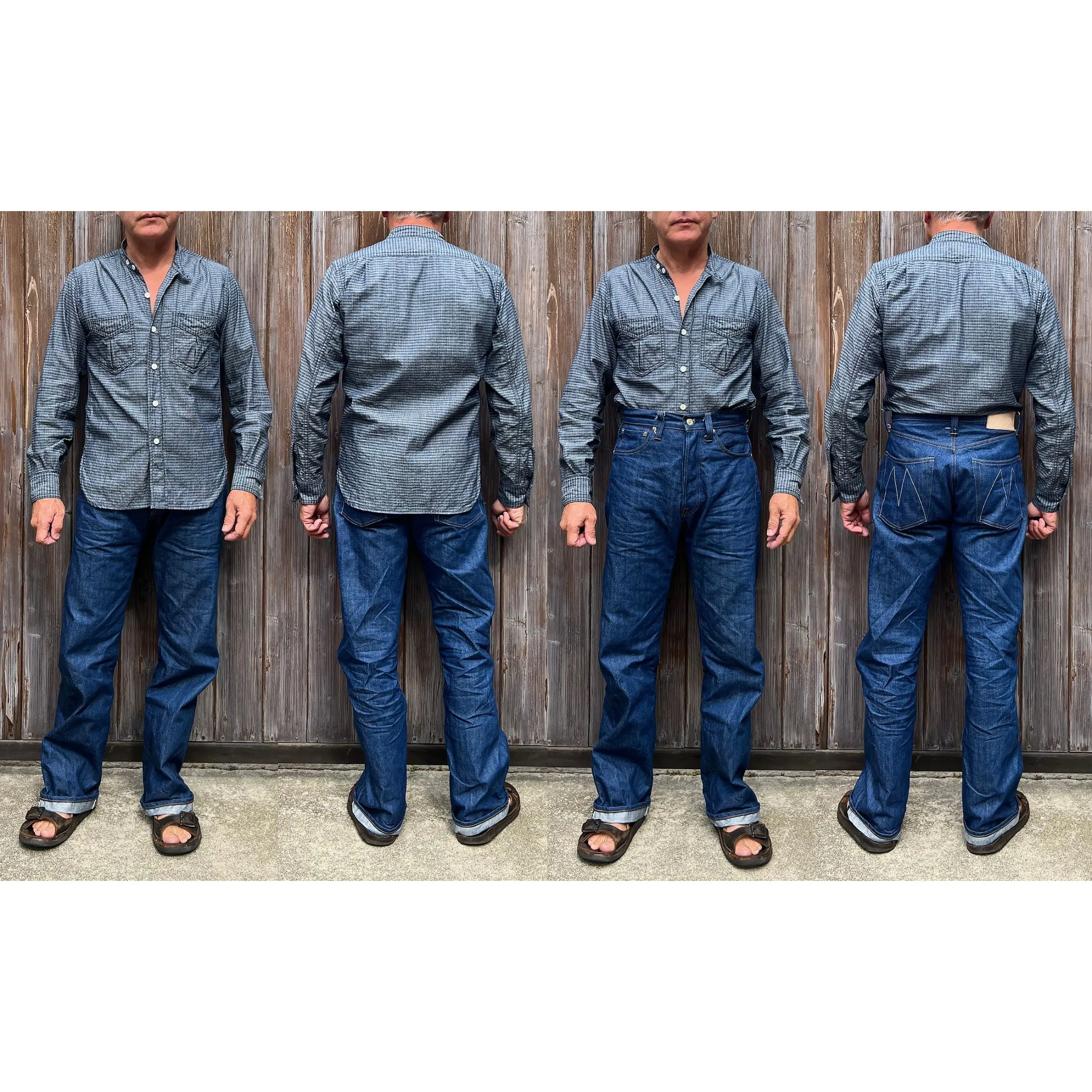 Printed Pattern ??HOMESTEADER?? Shirt - Indigo Jacquard