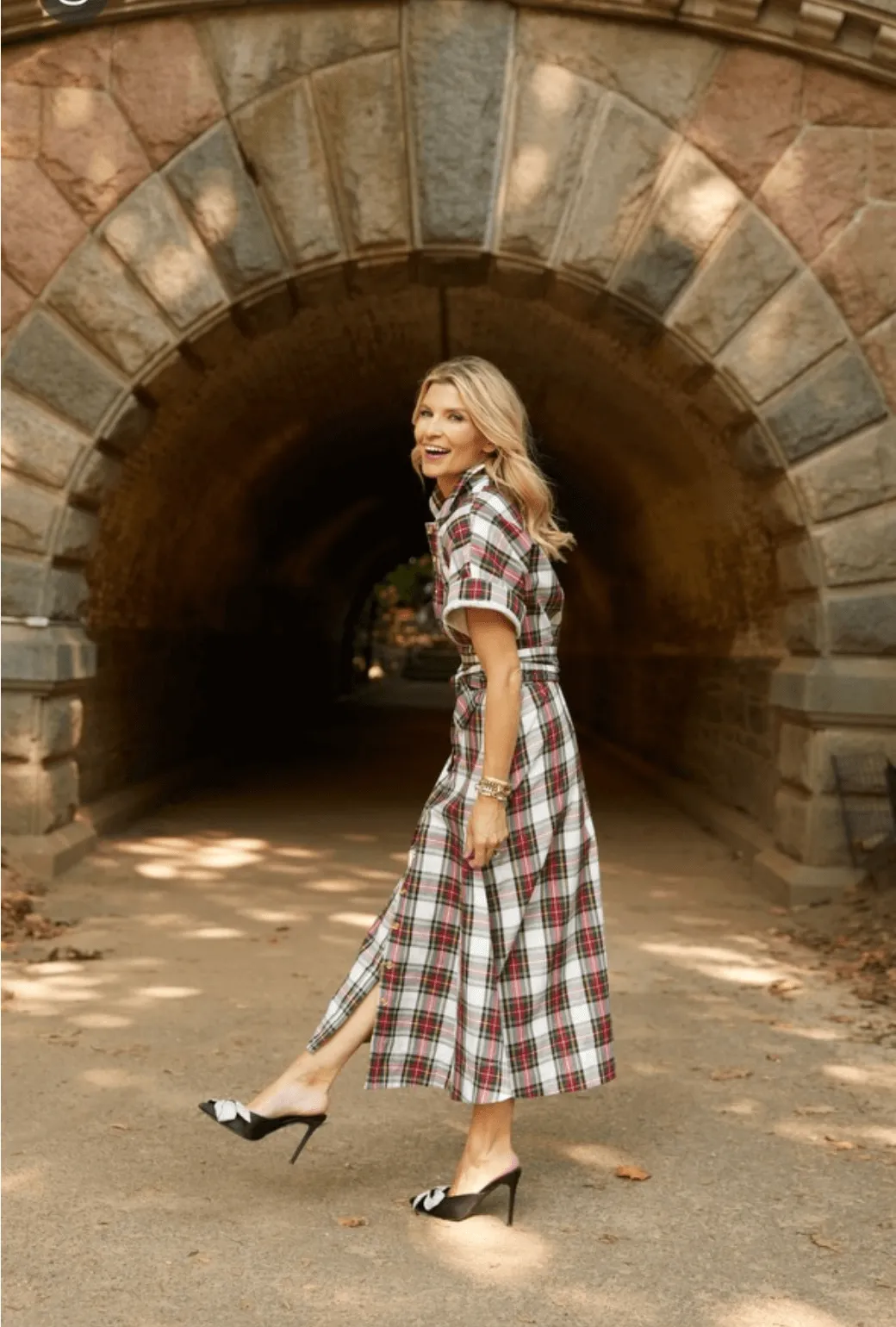 The Donna Day Gown - Dress Stewart Plaid Trend Detail