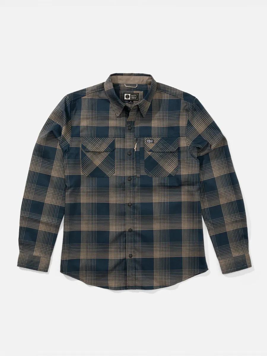 Crisp Clean Fit SALTY CREW FATHOM LONG-SLEEVE TECH FLANNEL - MIDNIGHT NAVY