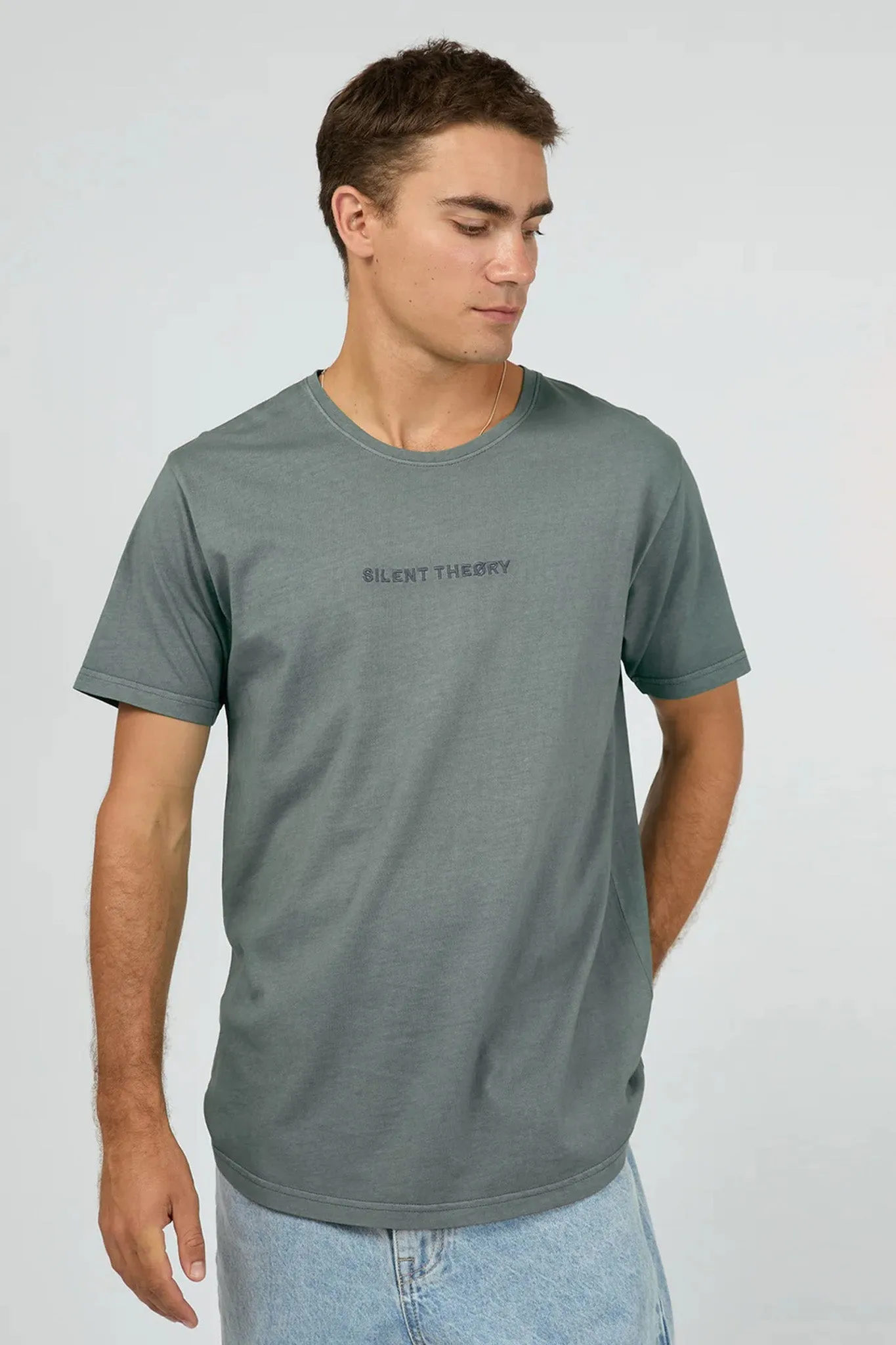 Embro Washed Tail Tee Steel EcoFriendlyBlend FlexibleCollar