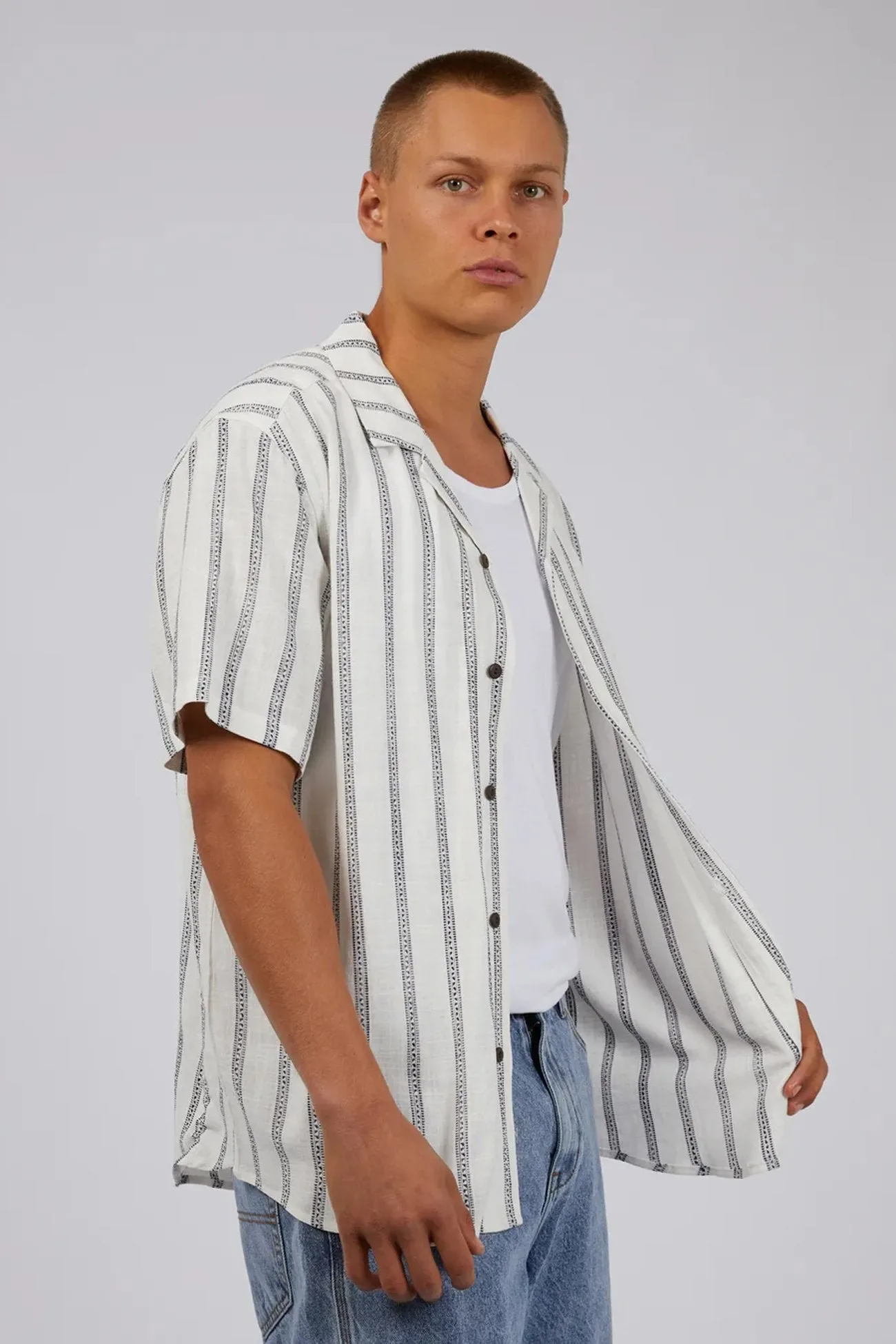 Wrinkle Resistant Drifter Stripe Shirt White