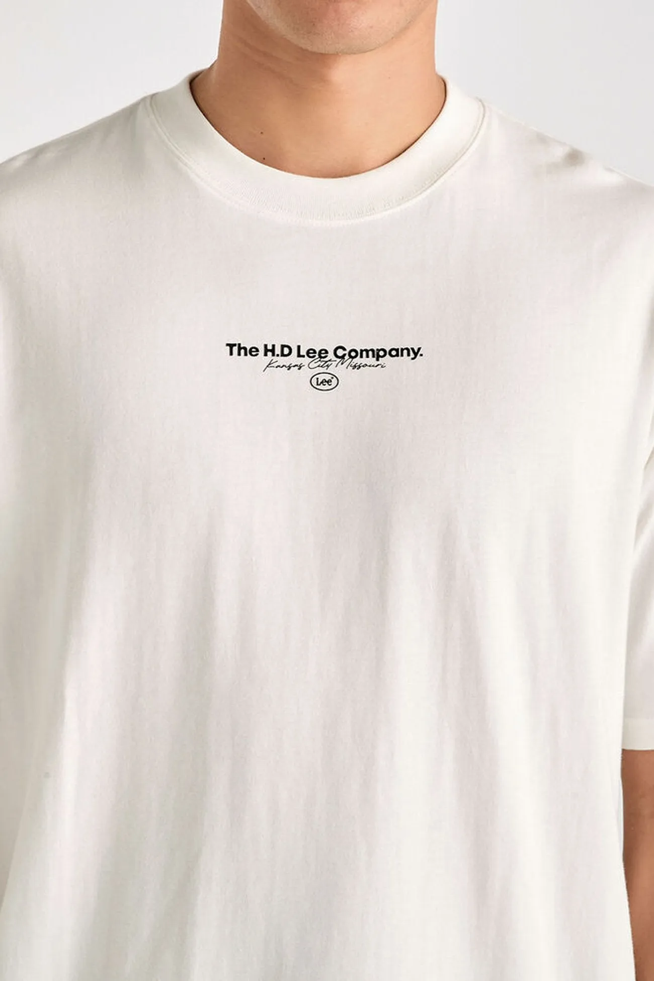 HD Lee Co Baggy Tee Vintage White Odor Resistant Finish Cozy Sweatshirt