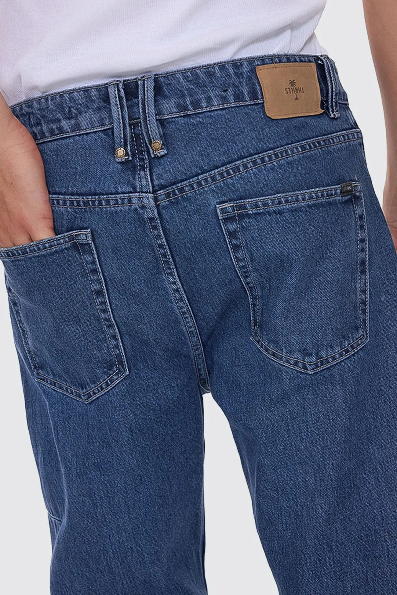 Unchopped Denim Jean Vintage Rinse Blue Tapered ankle Cozy Movement