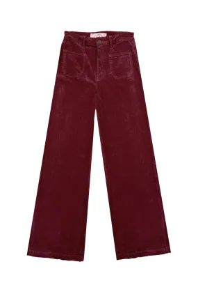 Chilly Weather Wear High Rise Sailor Cords - Cranberry