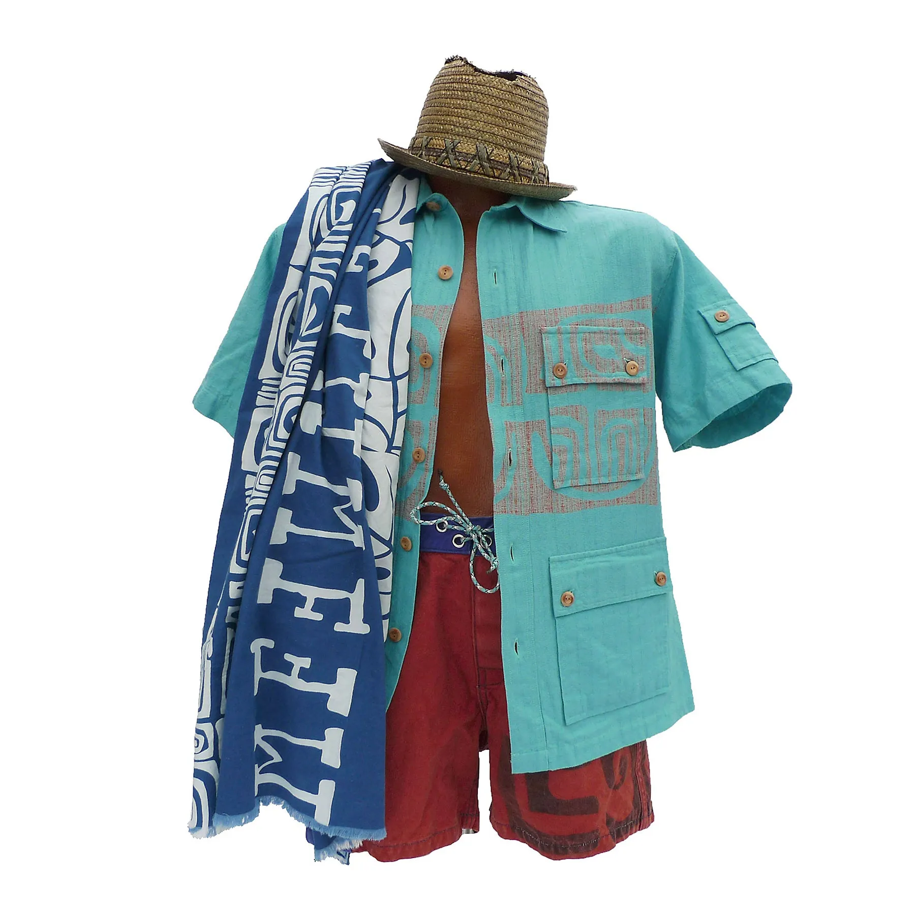 Checkered Print Upa Upa Shirt - Aqua